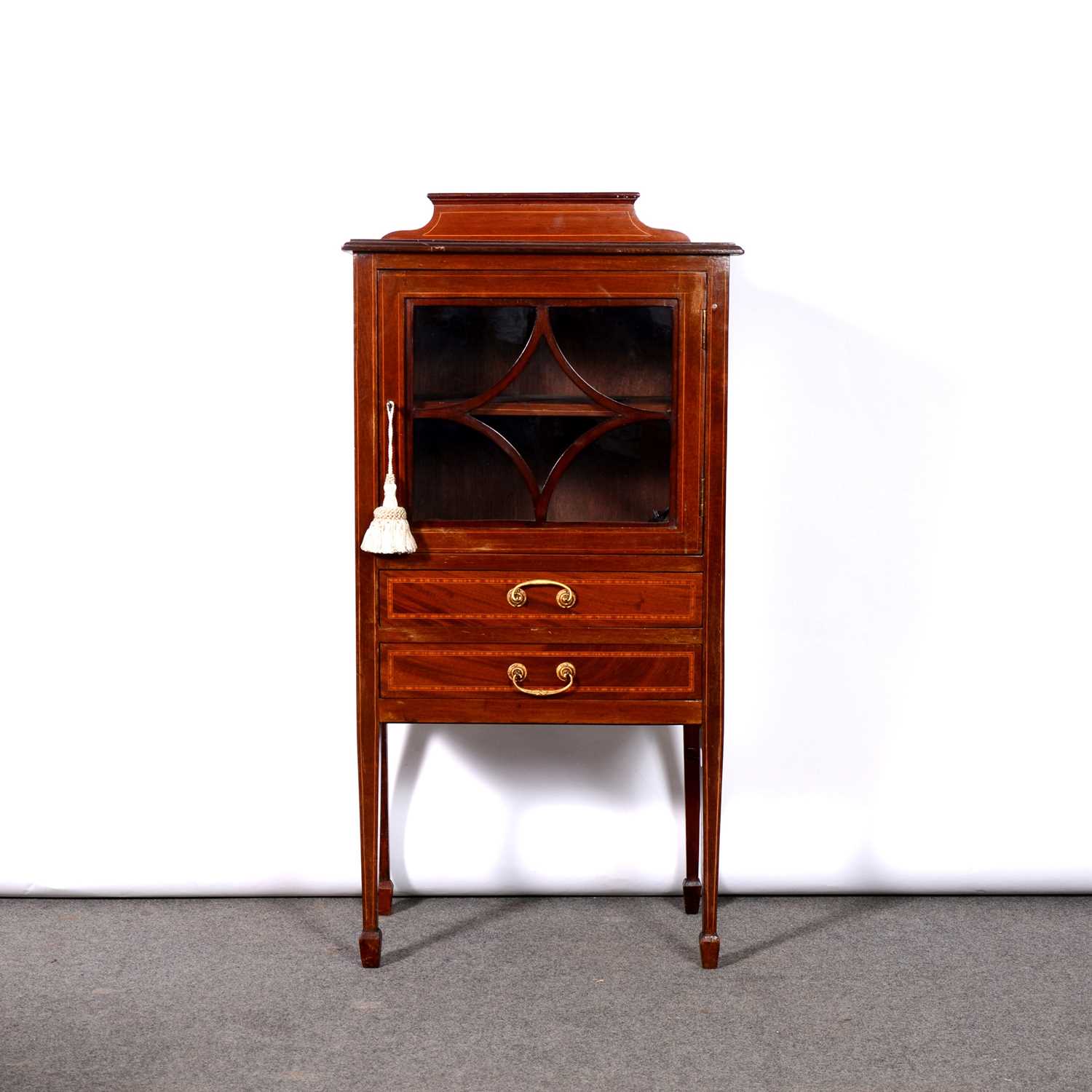 Edwardian inlaid mahogany music cabinet,