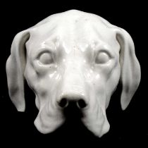 Continental pottery dog head wall mask.