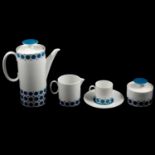 A German porcelain coffee set, Thomas, 1960's, Blue Atomic pattern.