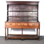 A joined oak dresser, circa 1800,