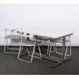 Two-section studio table and four folding chairs