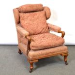 Victorian oak wingback easy chair