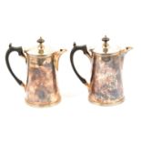 Pair of electroplated hot water jugs, by Elkington & Co