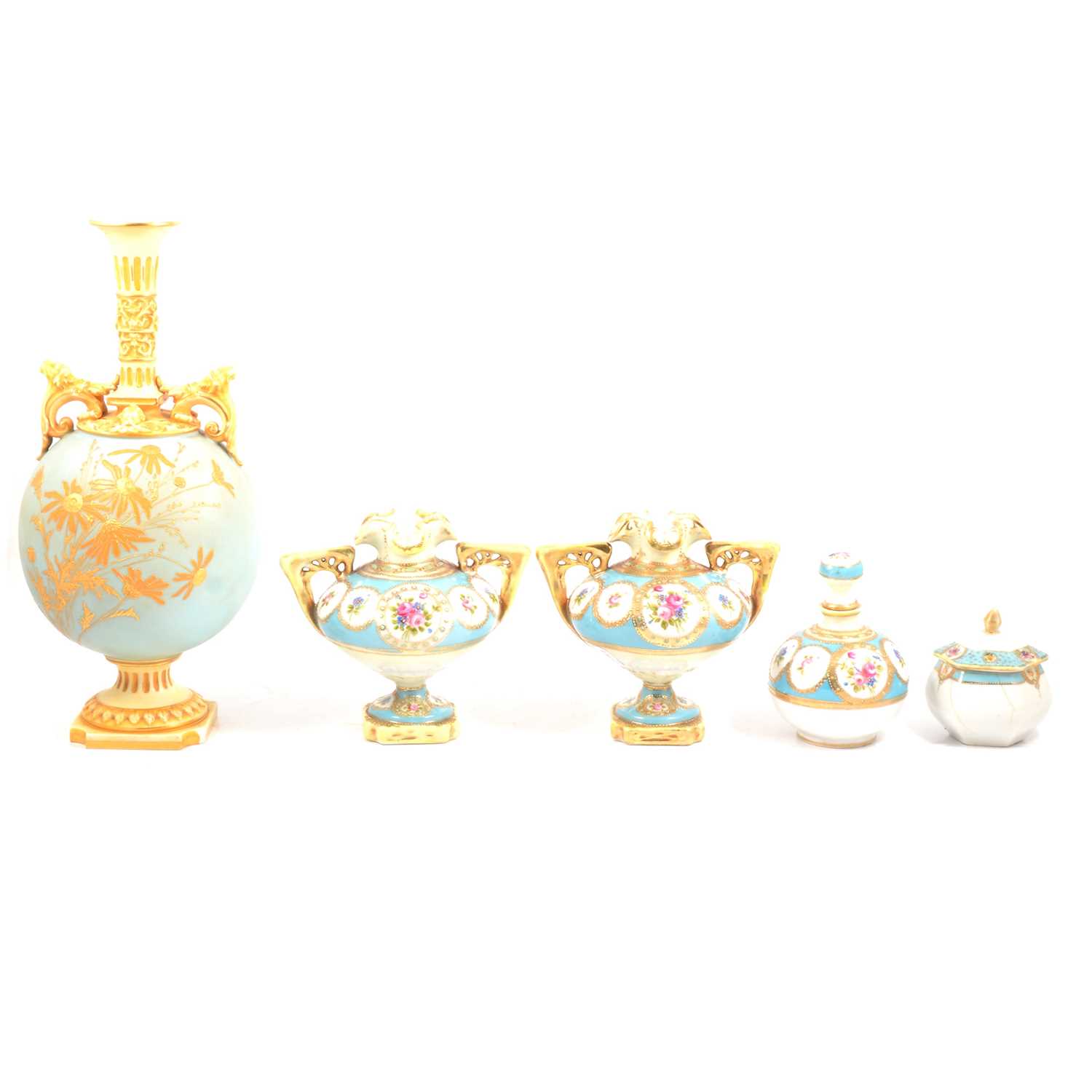Continental centre piece, Noritake pair of vases, Royal Worcester ewer, etc - Image 2 of 15