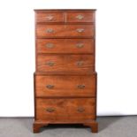 An Edwardian mahogany chest on chest, of small size,