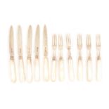 Set of silver knives and forks (only five knives),