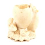 Worcester Parian spill vase with mice around an egg