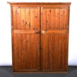 Stained pine hall robe or wardrobe