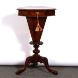 Victorian burr walnut trumpet work table,