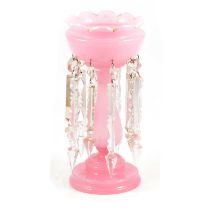 Victorian pink opaque glass lustre