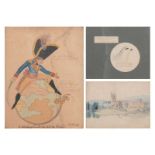 Early 19th century satirical watercolour, and two 19th century watercolours