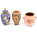Satsuma vase, Chinese lidded cloisonne vase, Noritake part teaset, and other ceramics and glasswares