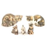 Five Winstanley Pottery cat models