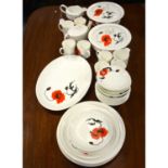 Susie Cooper for Wedgwood, a Corn Poppy pattern tea and dinner service