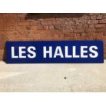 Large original French railway station enamel sign 'Les Halles' Paris