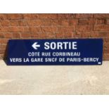 Enamel French sign 'Sortie Cote Rue Corbineau Vers La Gare SNCF de Paris-Bercy'