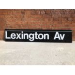 Large original American railway station enamel sign 'Lexington Av' avenue