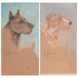 Leo Chambers - two watercolour drawings of dogs
