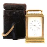 French brass gorge cased carriage clock,