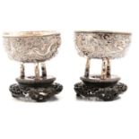 Pair of Chinese silver bowls,