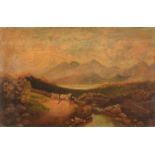 Naive School, circa 1900 - Welsh Landscape with figure