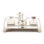 George III style silver plated desk stand,