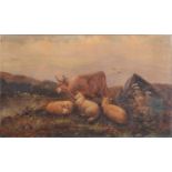 Follower of J W Morris - Highland cattle and sheep,