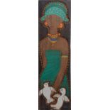 Modern African carved and painted decorative panel