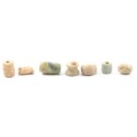 Collection of ancient pre-Colombian jade beads.