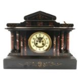 Victorian slate and marble mantel clock,