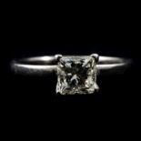 A diamond solitaire ring, princess cut stone, 1.20 carats.