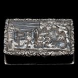 A William IV silver castle top snuff box by Joseph Willmore.