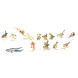 Collection of thirteen bird figurines, various makers