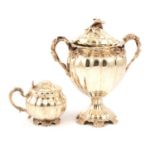 Silver sauce tureen and cover, R & S Garrard & Co., London 1837, and similar mustard pot.