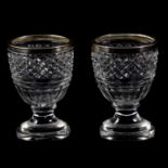 A pair of George III oval glass hobnail design vases with silver rims by Paul Storr.