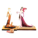 Two large Capodimonte Art Deco style limited edition figurines