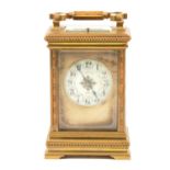 French brass cased carriage clock, repeating movement