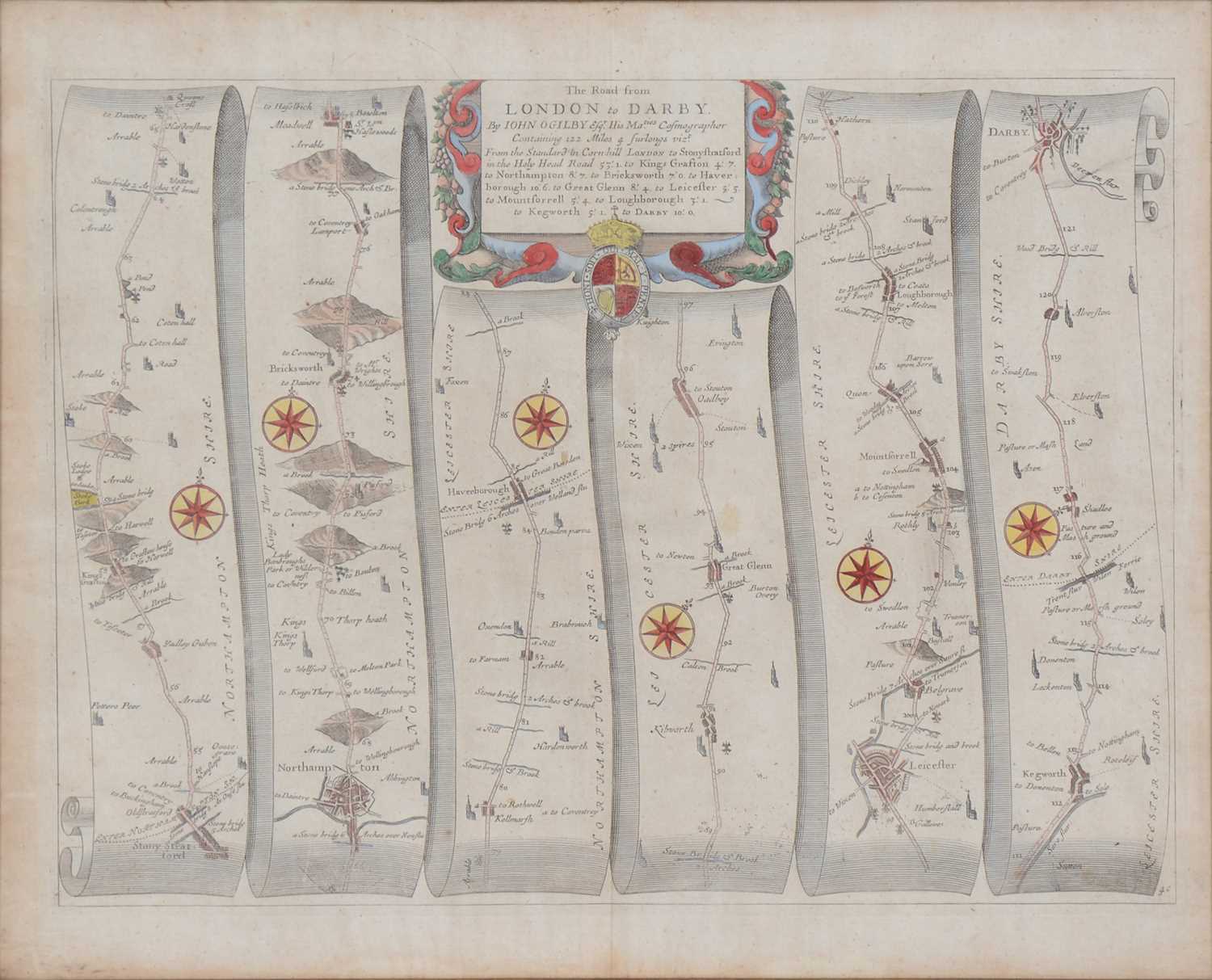 John Speed, Leicester map and The Road from London to Darby, - Image 2 of 3