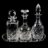 Quantity of cut glass stemware and decanters