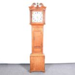 Oak and mahogany longcase clock,