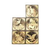 Five Minton Victorian decorative tiles, Aesop's Fables, by John Moyr Smith
