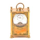 French brass miniature carriage clock,