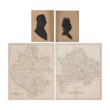 After John Cary, Leicestershire, and Warwickshire, two county maps, and silhouettes