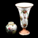 French opaque glass trumpet-shape vase, and a Chinese ginger jar and cover