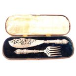 A pair of Victorian fish servers by Atkin Brothers, Sheffield 1856, cased.