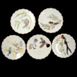 Five Royal Worcester dessert plates, 'The Birds of Dorothy Doughty' series
