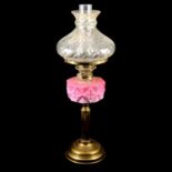 Victorian brass oil lamp,