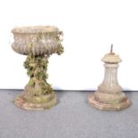 Reconstituted stone pedestal planter and a matching pedestal,