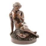Continental School, 'Roland', patinated bronze of a seated nude