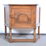 Reproduction oak credence cupboard,